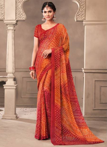 Orange Colour Ruchi Kesariya Chiffon 65th Edition Daily Wear Chiffon Saree Collection 12002 A